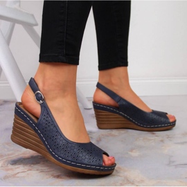 Sandalias cuña eVento W EVE349A azul marino 3