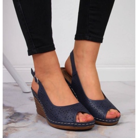 Sandalias cuña eVento W EVE349A azul marino 4