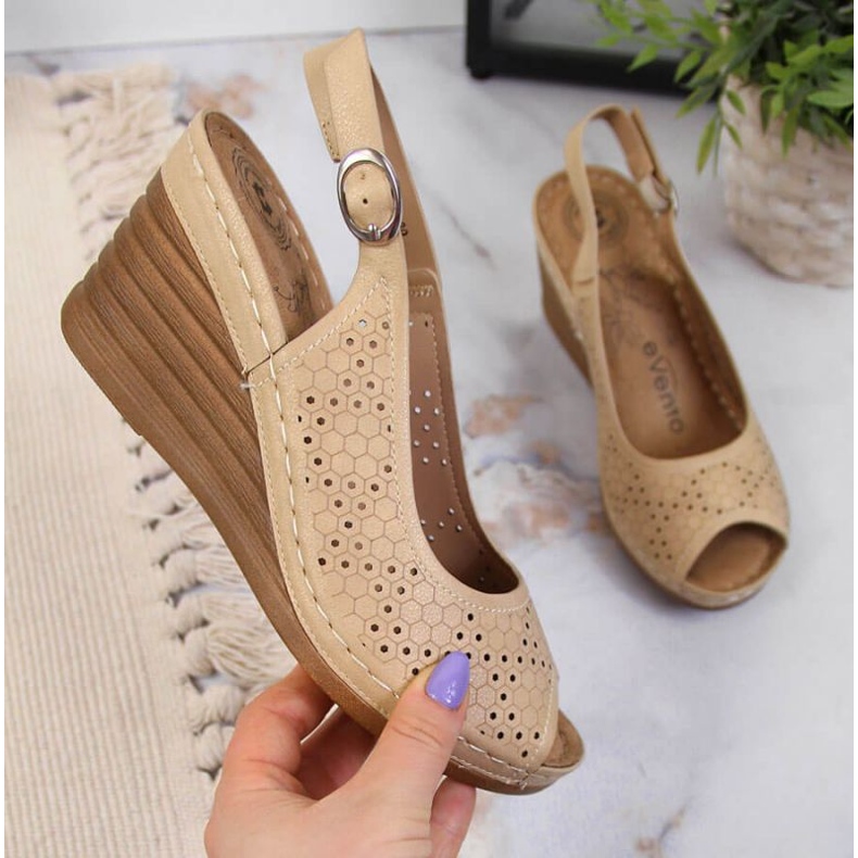 Sandalias cuña eVento W EVE349B beige 1