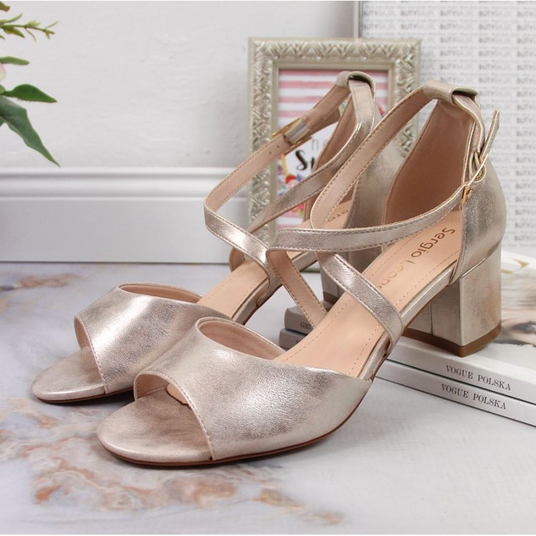 Sandalias en el puesto de Sergio Leone W SK367B oro dorado 2
