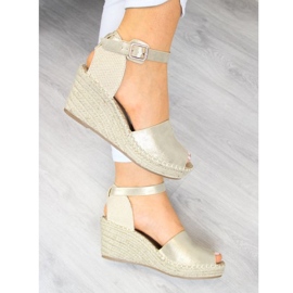 Sandalias alpargatas en el tacón de cuña eVento W EVE68A oro dorado 4