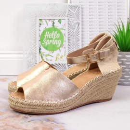 Sandalias alpargatas en el tacón de cuña eVento W EVE68A oro dorado 5