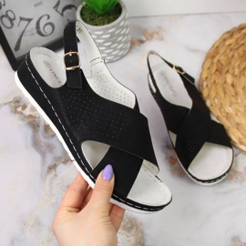 Sandalias Cuña Negras Vinceza W JAN106A negro 1