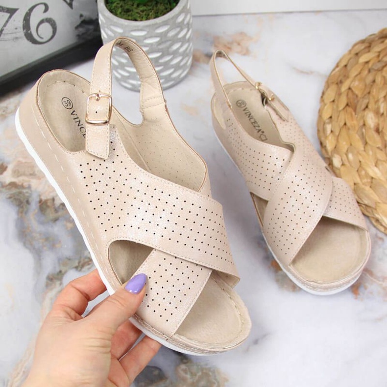 Sandalias cuña Vinceza W JAN106B beige 1 Sandalias cuña Vinceza W JAN106B beige 1