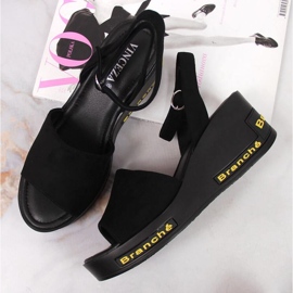Negro Vinceza W JAN108A sandalias con cuña 3