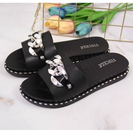 Pantuflas negras Vinceza W JAN111A con cadena negro 2