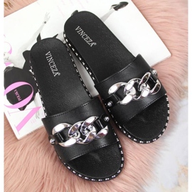 Pantuflas negras Vinceza W JAN111A con cadena negro 3