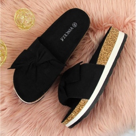 Pantuflas negras con lazo de plataforma Vinceza W JAN112A negro 3