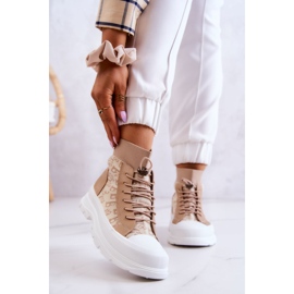 FW1 Zapatillas Moda Calcetín Alto Beige Collin 1