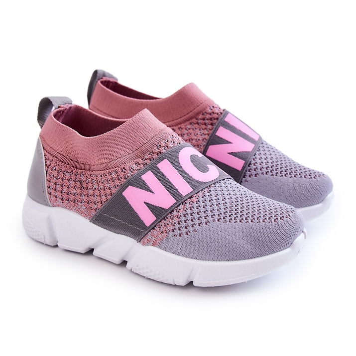 PA1 Zapatillas Deportivas Infantiles Sin Cordones Rosa-Gris Cobby 1
