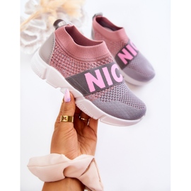 PA1 Zapatillas Deportivas Infantiles Sin Cordones Rosa-Gris Cobby rosado 3