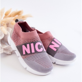 PA1 Zapatillas Deportivas Infantiles Sin Cordones Rosa-Gris Cobby rosado 4