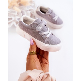 Deportivas Bajas Infantiles Con Velcro Big Star JJ374107 Gris 4