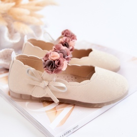Vinceza Bailarinas Infantiles Flores Velcro Caitlin Beige Claro 5