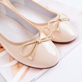 S.Barski Bailarinas infantiles lacadas con lazo Beige Cassie 2
