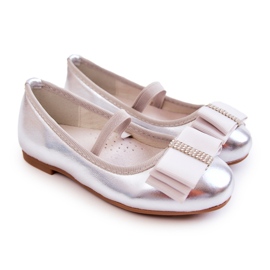 S.Barski Bailarinas Infantiles De Piel Con Lazo Decorativo Claril Plateado plata 8