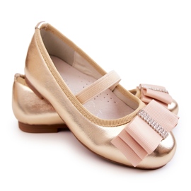 S.Barski Bailarinas Infantiles De Piel Con Lazo Decorativo Claril Dorado 5