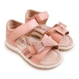 S.Barski Sandalias Infantiles De Piel Con Velcro Rosa Lolly 1