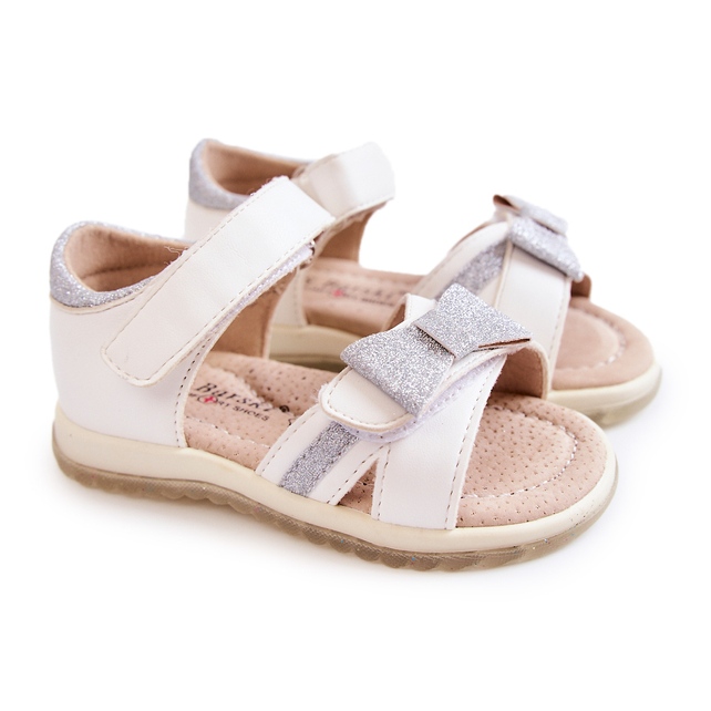 S.Barski Sandalias Infantiles De Piel Con Velcro Blanco Lolly 1