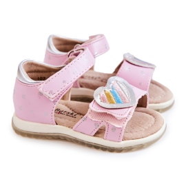 S.Barski Sandalias Infantiles De Piel Con Corazón Rosa Elianna rosado plata 7