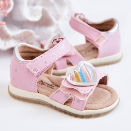 S.Barski Sandalias Infantiles De Piel Con Corazón Rosa Elianna rosado plata 5