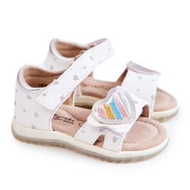 S.Barski Sandalias Infantiles De Piel Con Corazón Blanco Elianna 7
