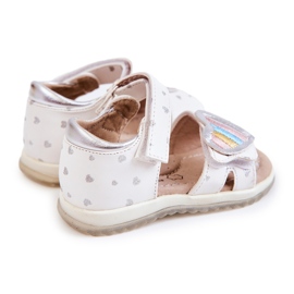S.Barski Sandalias Infantiles De Piel Con Corazón Blanco Elianna 3