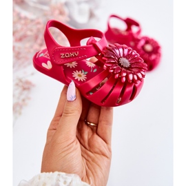 Sandalias Infantiles Con Velcro Fragante ZAXY JJ385030 Rosa oscuro rosado 5
