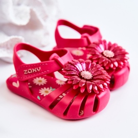 Sandalias Infantiles Con Velcro Fragante ZAXY JJ385030 Rosa oscuro rosado 4