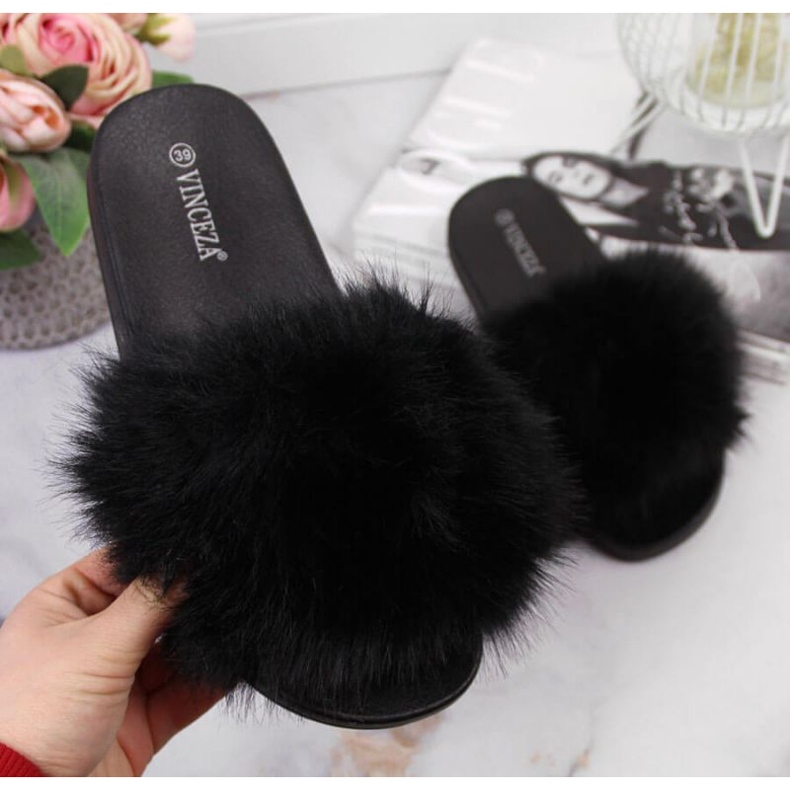 Pantuflas pelo negro Vinceza W JAN97A 1