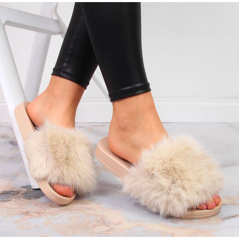 Vinceza W JAN97B zapatillas peludos beige 2