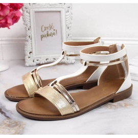 Sandalias romanas Potocki W WOL73B blanco dorado 2