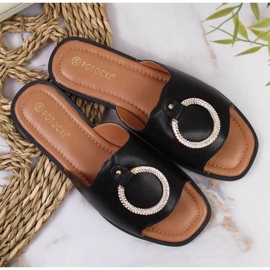 Pantuflas negras con adorno Potocki W WOL74A negro 3