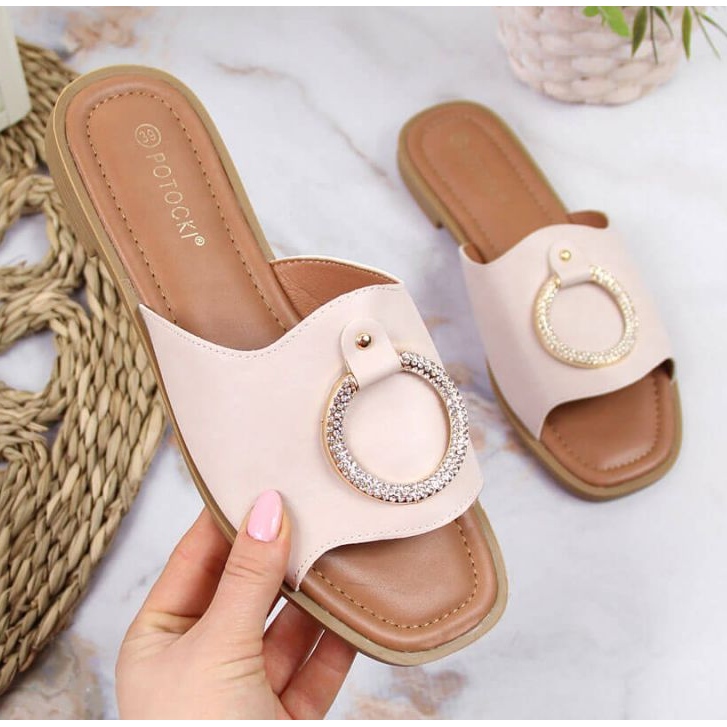 Pantuflas con decoración Potocki W WOL74B beige 1