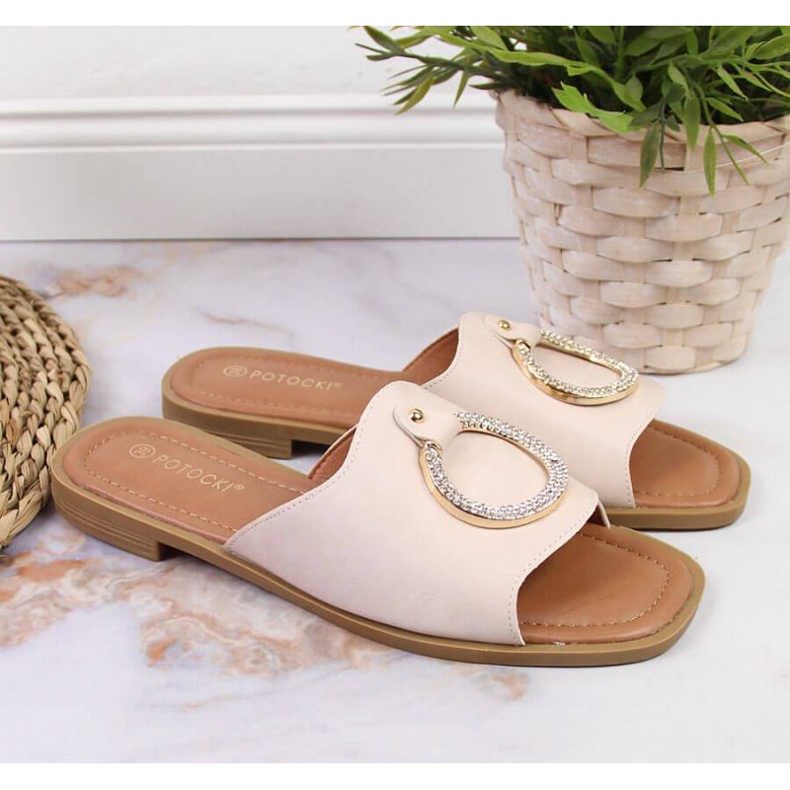 Pantuflas con decoración Potocki W WOL74B beige 2