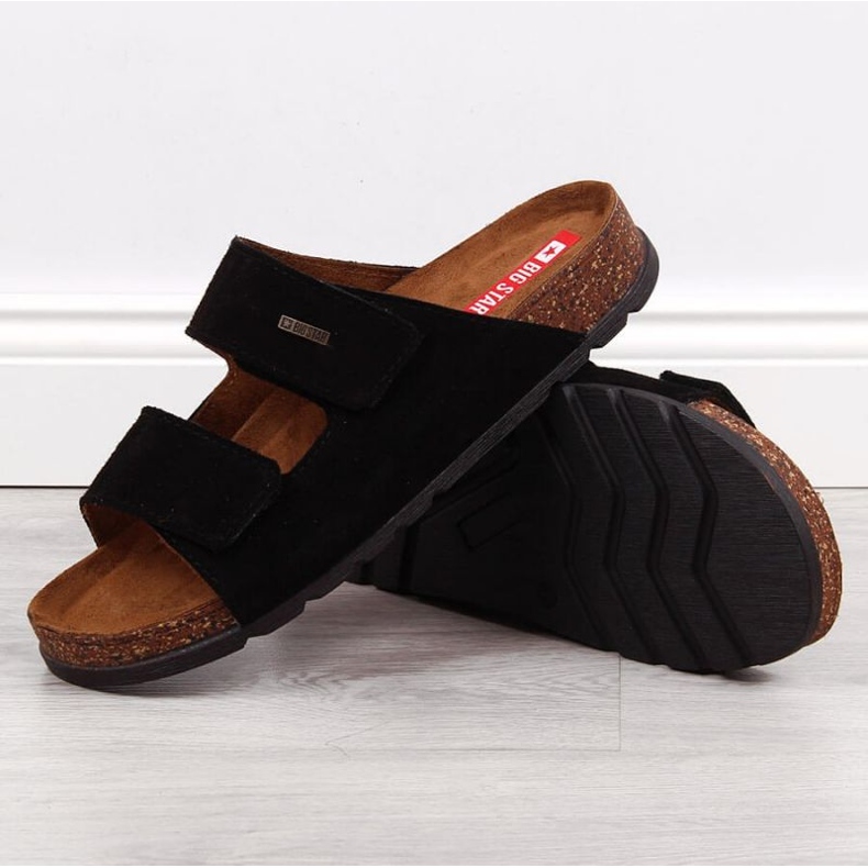 Sandalias piel velcros Big Star M JJ176001 negro 2