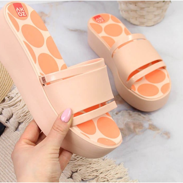 Zapatillas de goma en la plataforma Zaxy W INT1708A nude rosado 1