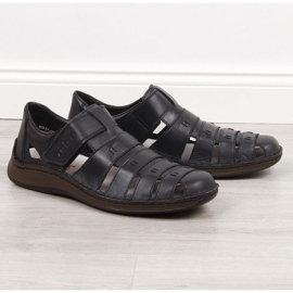 Zapatos de piel con velcro Rieker M RKR520 negro 1