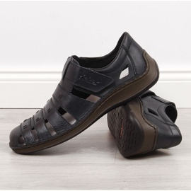 Zapatos de piel con velcro Rieker M RKR520 negro 2