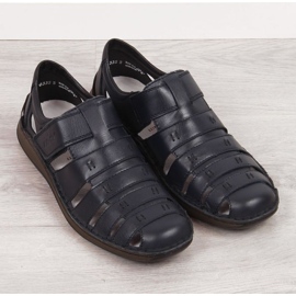 Zapatos de piel con velcro Rieker M RKR520 negro 3