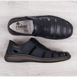 Zapatos de piel con velcro Rieker M RKR520 negro 4