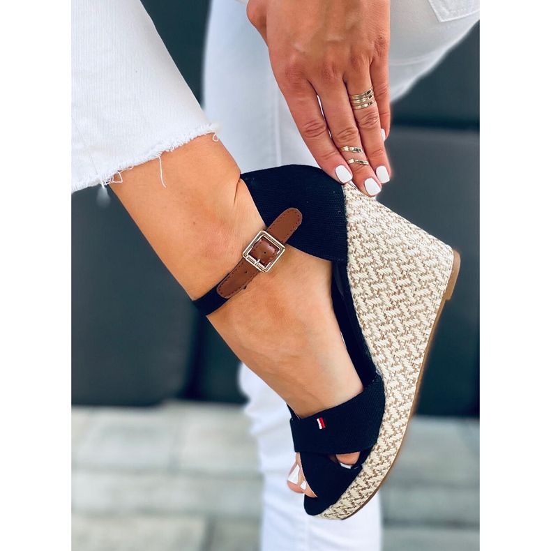 Sandalias cuña Lamis negras negro 1