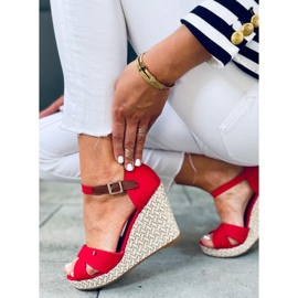 Sandalias cuña Lamis Rojas rojo 4
