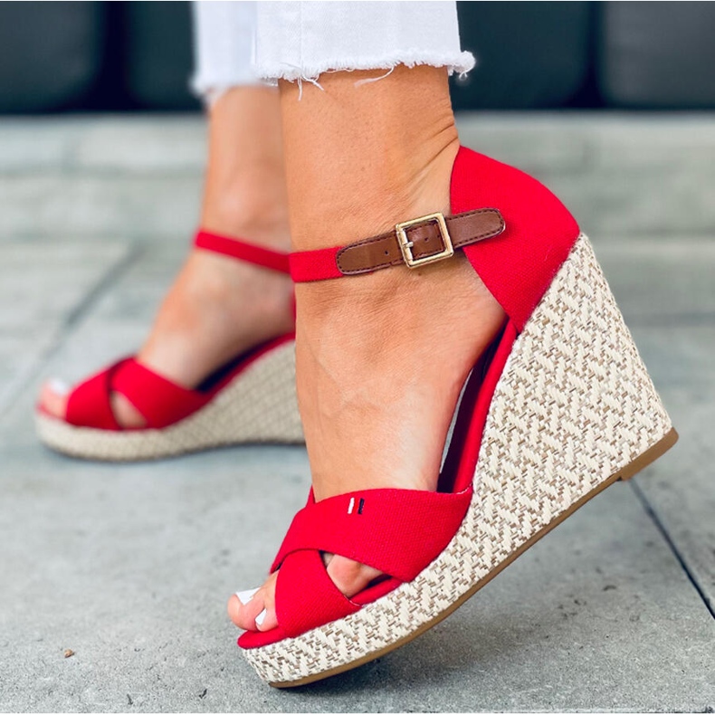Sandalias cuña Lamis Rojas rojo 1