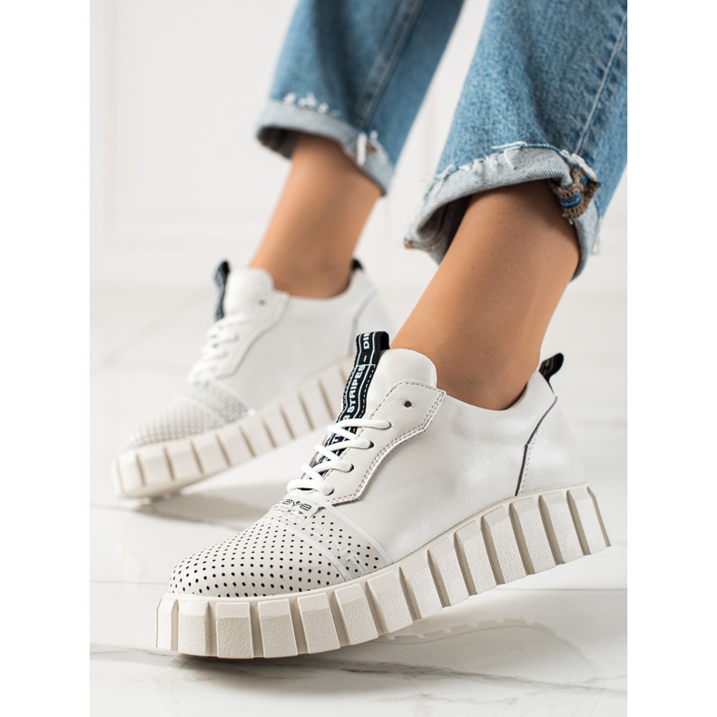 ARTIKER Zapatos de cuero de moda blanca blanco 1