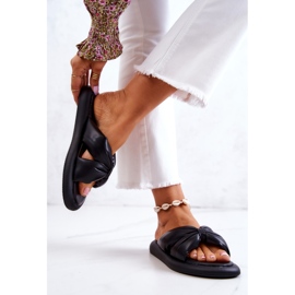 S.Barski Pantuflas De Mujer De Cuero Negras De Moda Savirra negro 2
