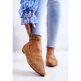 LU BOO Bailarinas mujer caladas Slip-on Camel Rosario marrón 1 LU BOO Bailarinas mujer caladas Slip-on Camel Rosario marrón 1