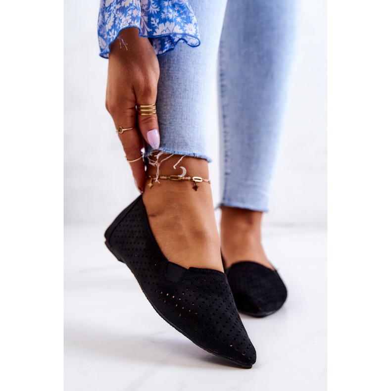 LU BOO Bailarinas Mujer Caladas Slip-on Negro Rosario 2