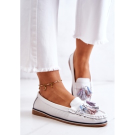 Mocasines Mujer Piel Con Flecos Blanco Laressa 5