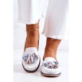 Mocasines Mujer Piel Con Flecos Blanco Laressa 6